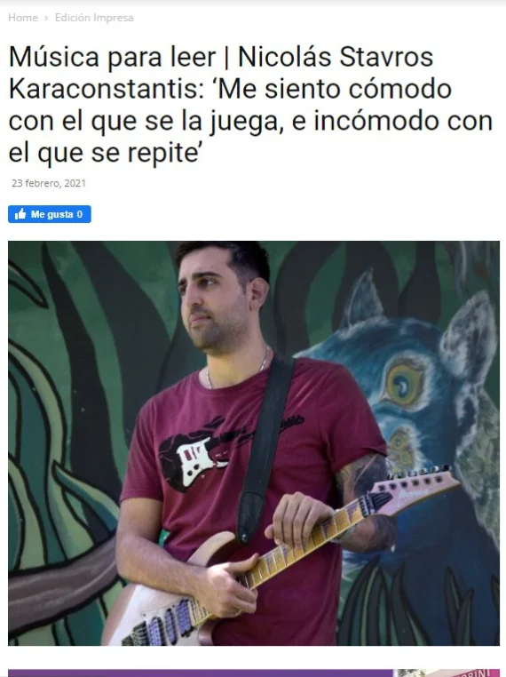 captura de la nota hecha al artista