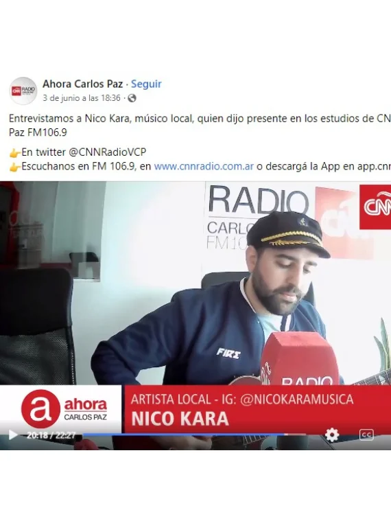 captura de la nota hecha al artista